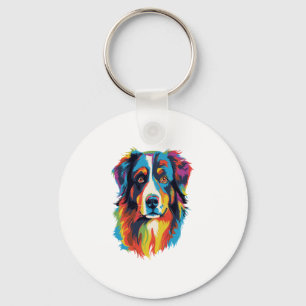 Australian Shepherd Dog Colourful Key Ring