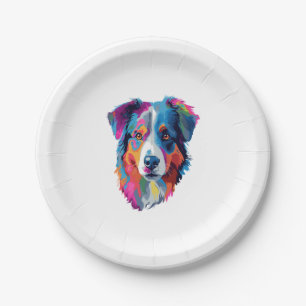 Australian Shepherd Dog Colourful Paper Plate