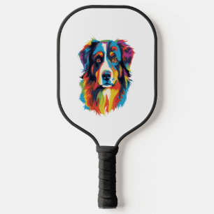 Australian Shepherd Dog Colourful  Pickleball Paddle