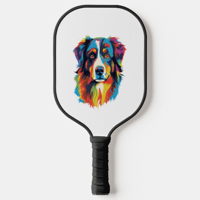 Australian Shepherd Dog Colourful  Pickleball Paddle (Front)