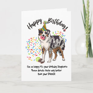 Australian Shepherd Dog Doughnuts Birthday Card 