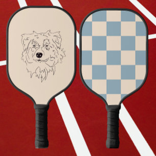 australian shepherd, dog drawing pickleball paddle