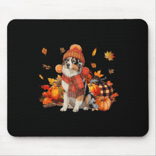 Australian Shepherd Dog Fall Scarf Leopard Pumpkin Mouse Pad