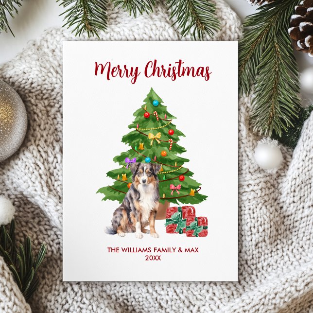 Australian Shepherd Dog Family Christmas Holiday Card (Creator Uploaded)