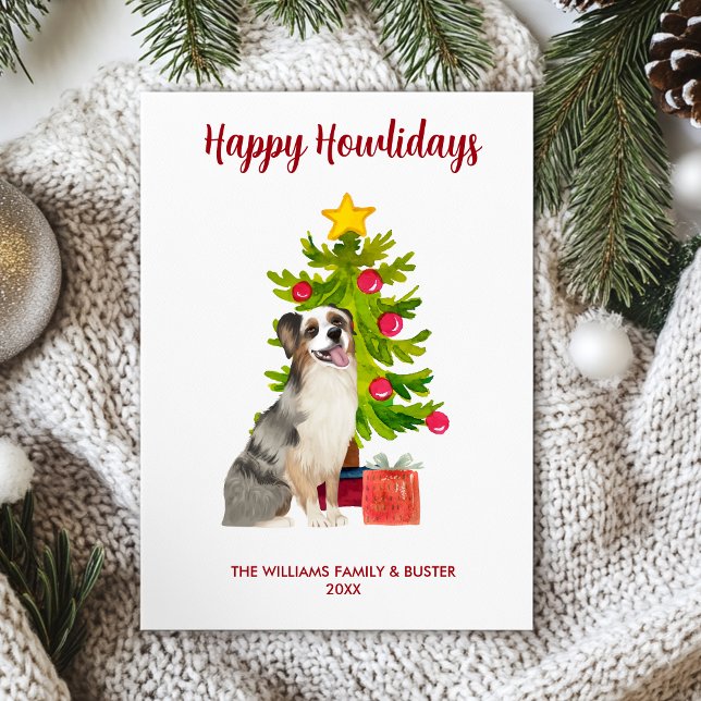 Australian Shepherd Dog Family Christmas Holiday Card (Creator Uploaded)