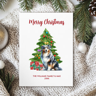 Australian Shepherd Dog Family Christmas Holiday Card