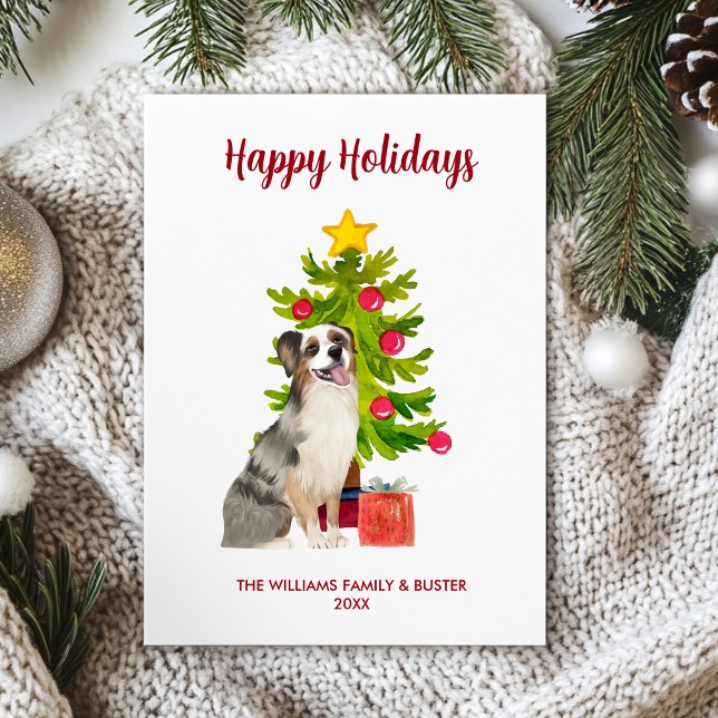 Australian Shepherd Dog Family Christmas Holiday Card (Creator Uploaded)