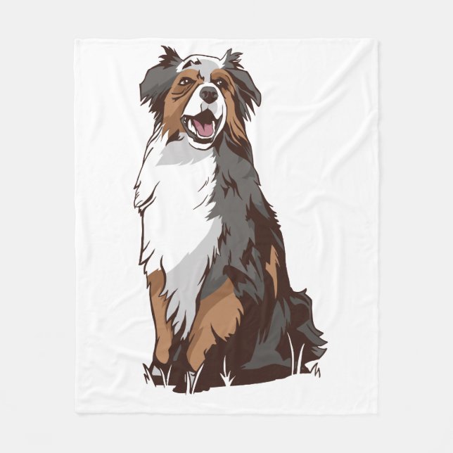 Australian shepherd dog fleece blanket (Front)
