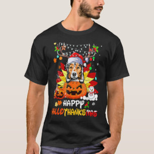 Australian Shepherd Dog Halloween And Merry Christ T-Shirt