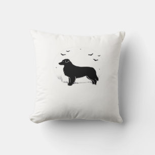 Australian Shepherd Dog � Halloween Moon Silhouett Cushion