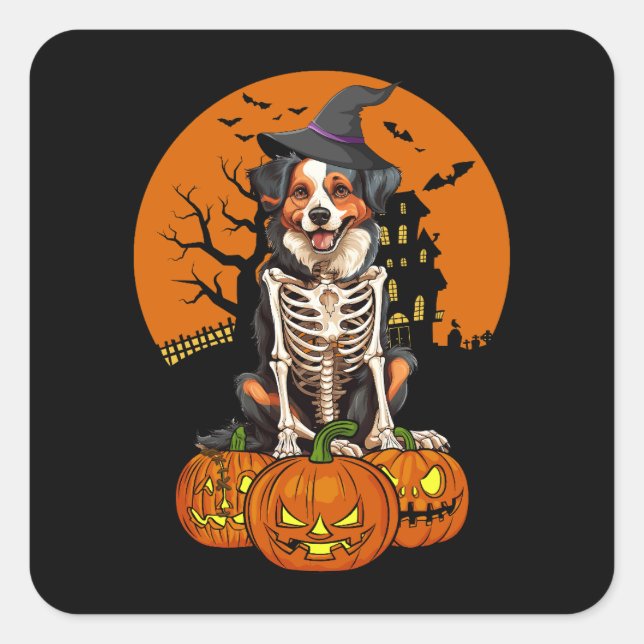  Australian Shepherd Dog Halloween Square Sticker (Front)