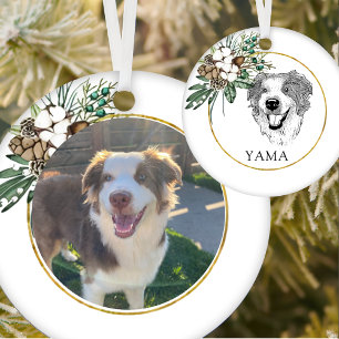 Australian Shepherd Dog Hand Drawing Personalised Ceramic Ornament