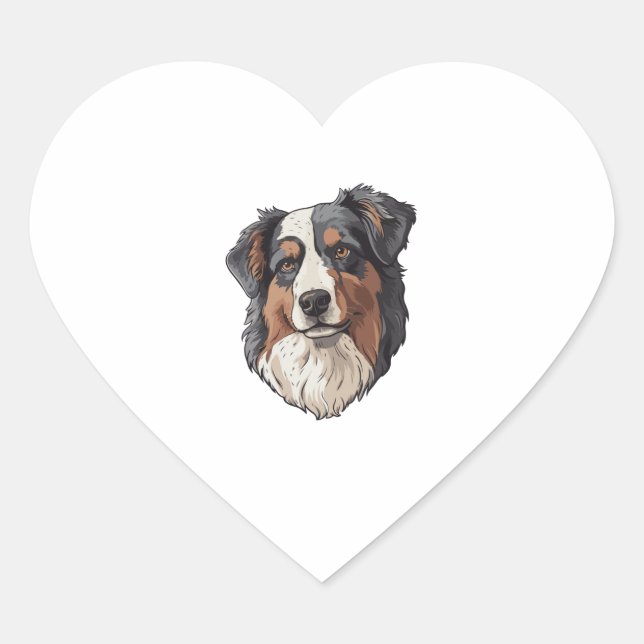 Australian shepherd Dog   Heart Sticker (Front)