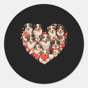 Australian Shepherd Dog Heart Valentine Australian Classic Round Sticker