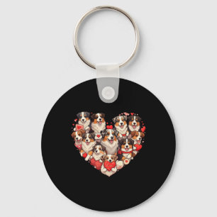 Australian Shepherd Dog Heart Valentine Australian Key Ring