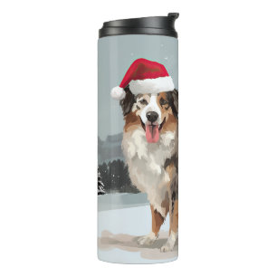 Australian Shepherd Dog in Snow Christmas  Thermal Tumbler