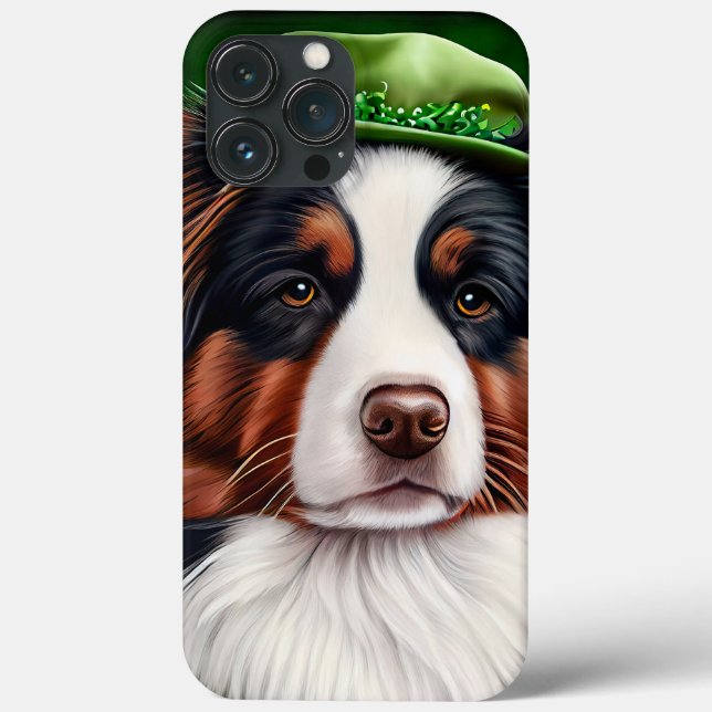 Australian Shepherd dog in St. Patrick's Day Dress Case-Mate iPhone Case (Back)