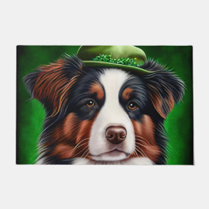Australian Shepherd dog in St. Patrick's Day Dress Doormat