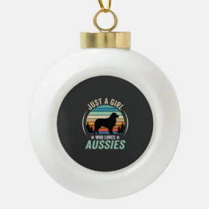 Australian Shepherd Dog Lover Retro Sunset Aussies Ceramic Ball Christmas Ornament