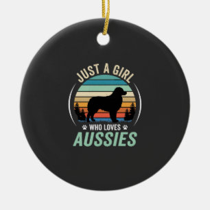 Australian Shepherd Dog Lover Retro Sunset Aussies Ceramic Ornament