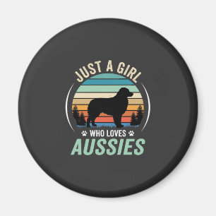 Australian Shepherd Dog Lover Retro Sunset Aussies Magnet