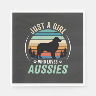 Australian Shepherd Dog Lover Retro Sunset Aussies Napkin