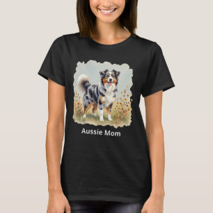 Australian Shepherd Dog Merle Long Tail Aussie Mum T-Shirt