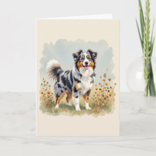 Australian Shepherd Dog Merle Long Tail Card