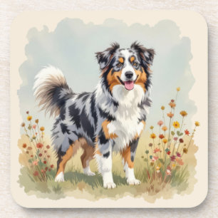 Australian Shepherd Dog Merle Long Tail Coaster