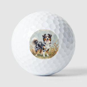 Australian Shepherd Dog Merle Long Tail Golf Balls