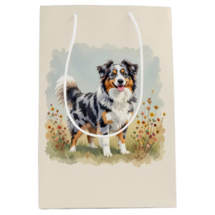 Australian Shepherd Dog Merle Long Tail Medium Gift Bag