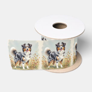 Australian Shepherd Dog Merle Long Tail Satin Ribbon