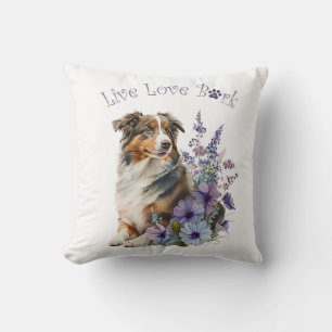 Australian Shepherd Dog Mum Floral Cushion