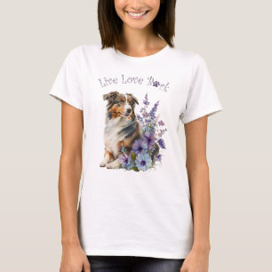 Australian Shepherd Dog Mum Floral T-Shirt