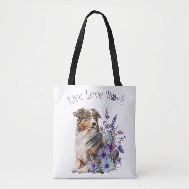 Australian Shepherd Dog Mum Floral Tote Bag (Front)