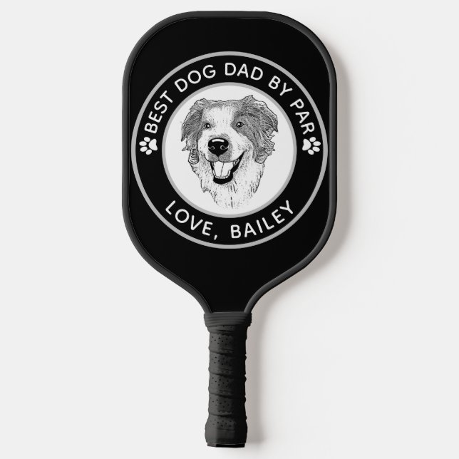 Australian Shepherd Dog Personalised Drawing Pickleball Paddle (Back)