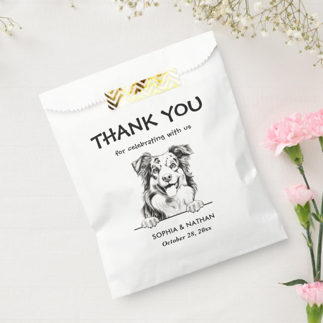 Australian Shepherd Dog Personalised Thank You Favour Bag (Sealed)