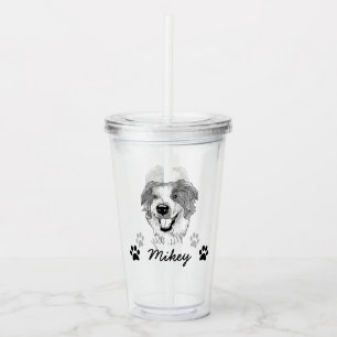 Australian Shepherd Dog Personalized Drawing Acrylic Tumbler