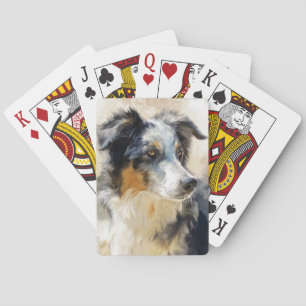 Australian shepherd dog portrait playing cards
