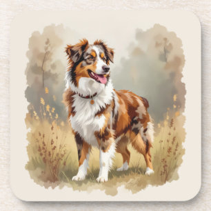 Australian Shepherd Dog Red Merle Aussie Coaster
