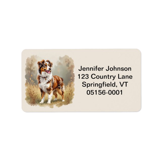 Australian Shepherd Dog Red Merle Aussie Label (Front)