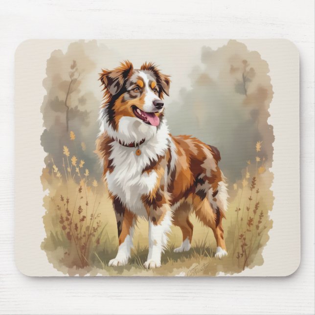 Australian Shepherd Dog Red Merle Aussie Mouse Pad (Front)