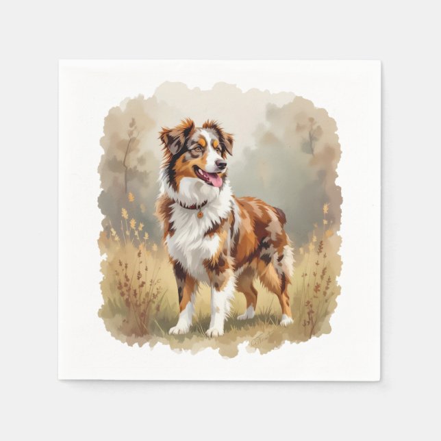 Australian Shepherd Dog Red Merle Aussie Napkin (Front)