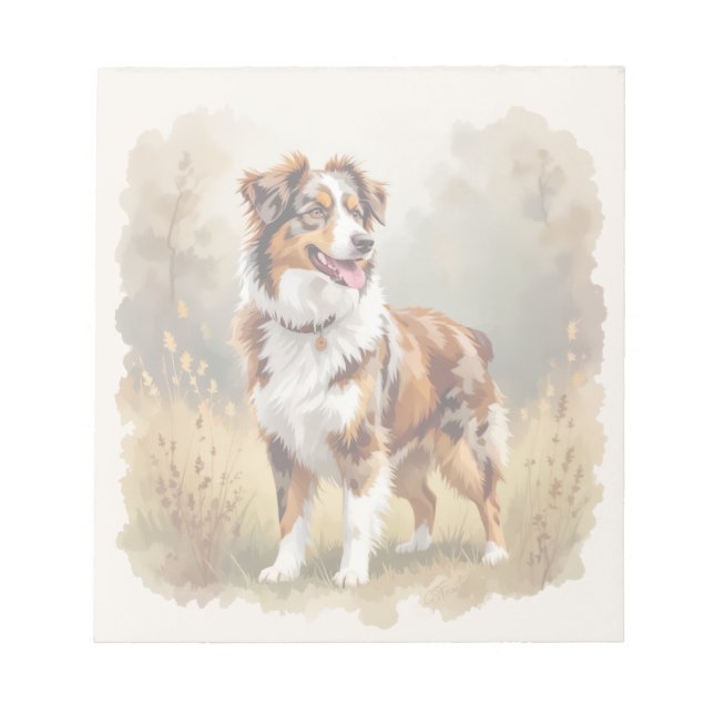 Australian Shepherd Dog Red Merle Aussie Notepad (Front)