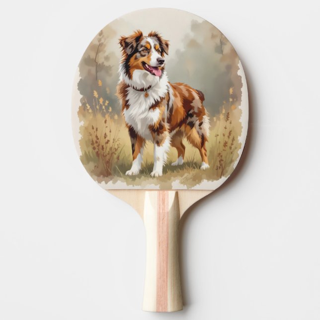 Australian Shepherd Dog Red Merle Aussie Ping Pong Paddle (Front)