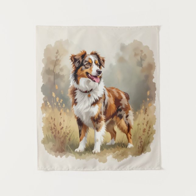 Australian Shepherd Dog Red Merle Aussie Tapestry (Front)