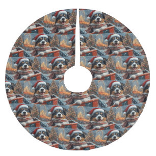 Australian Shepherd Dog Roller Coaster Christmas Brushed Polyester Tree Skirt