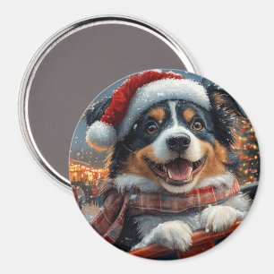 Australian Shepherd Dog Roller Coaster Christmas Magnet