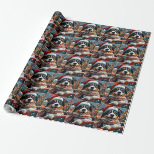 Australian Shepherd Dog Roller Coaster Christmas Wrapping Paper