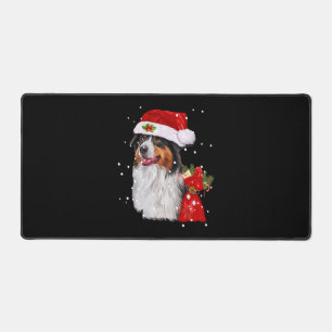 Australian Shepherd Dog Santa Hat Christmas Desk Mat